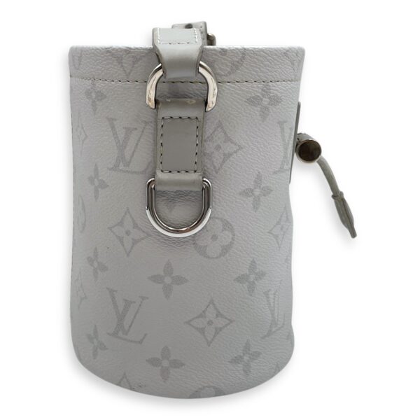 Chalk Grey Bucket Bag in Coated Canvas, Silver hardware - Image 4