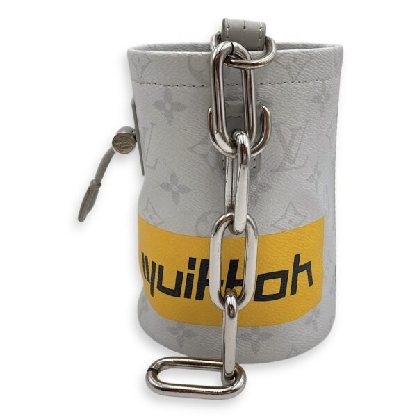 Chalk Grey Bucket Bag in Coated Canvas, Silver hardware - Image 5