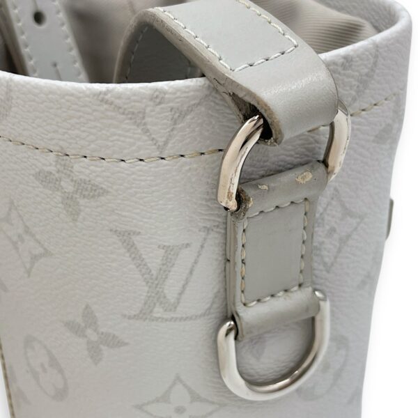 Chalk Grey Bucket Bag in Coated Canvas, Silver hardware - Image 10
