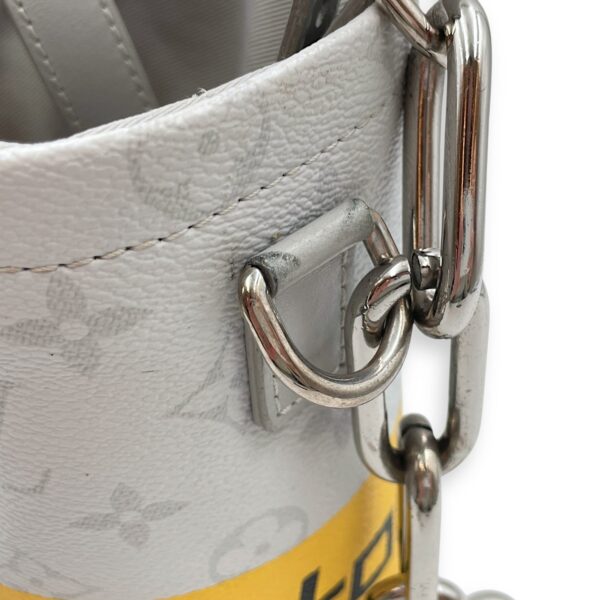 Chalk Grey Bucket Bag in Coated Canvas, Silver hardware - Image 9