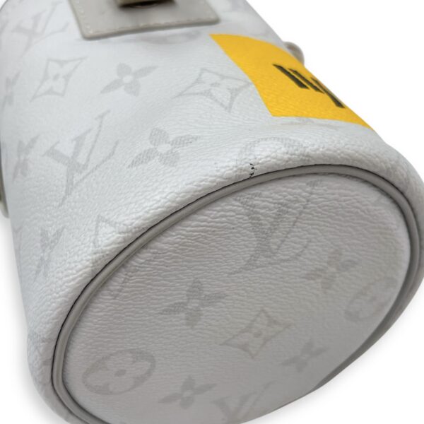 Chalk Grey Bucket Bag in Coated Canvas, Silver hardware - Image 8
