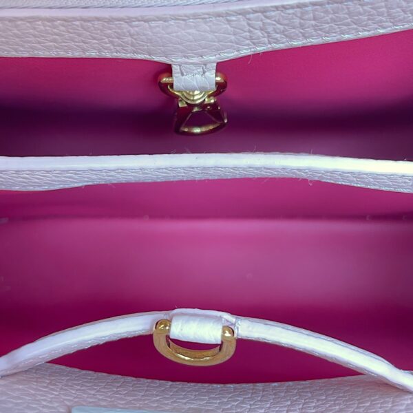 Capucines Pink Top Handle Bag in Taurillon Leather, Gold hardware - Image 7