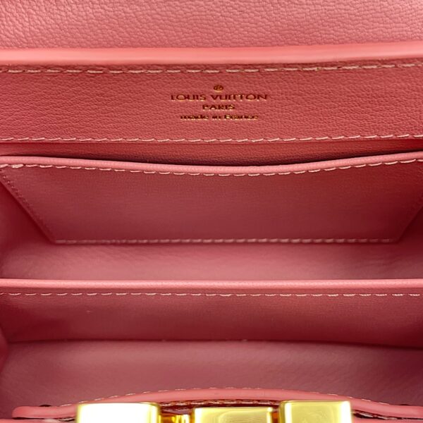 Capucines Mini Pink Shoulder Bag in Shiny Alligator, Gold hardware - Image 7