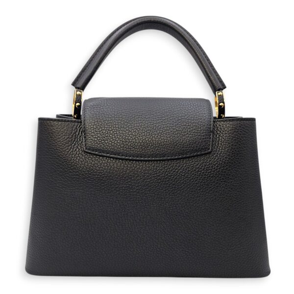 Capucines Iris Blossom PM Black Top Handle Bag in Calfskin, Gold hardware - Image 5