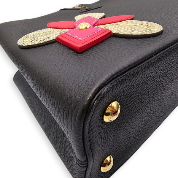 Capucines Iris Blossom PM Black Top Handle Bag in Calfskin, Gold hardware - Image 10