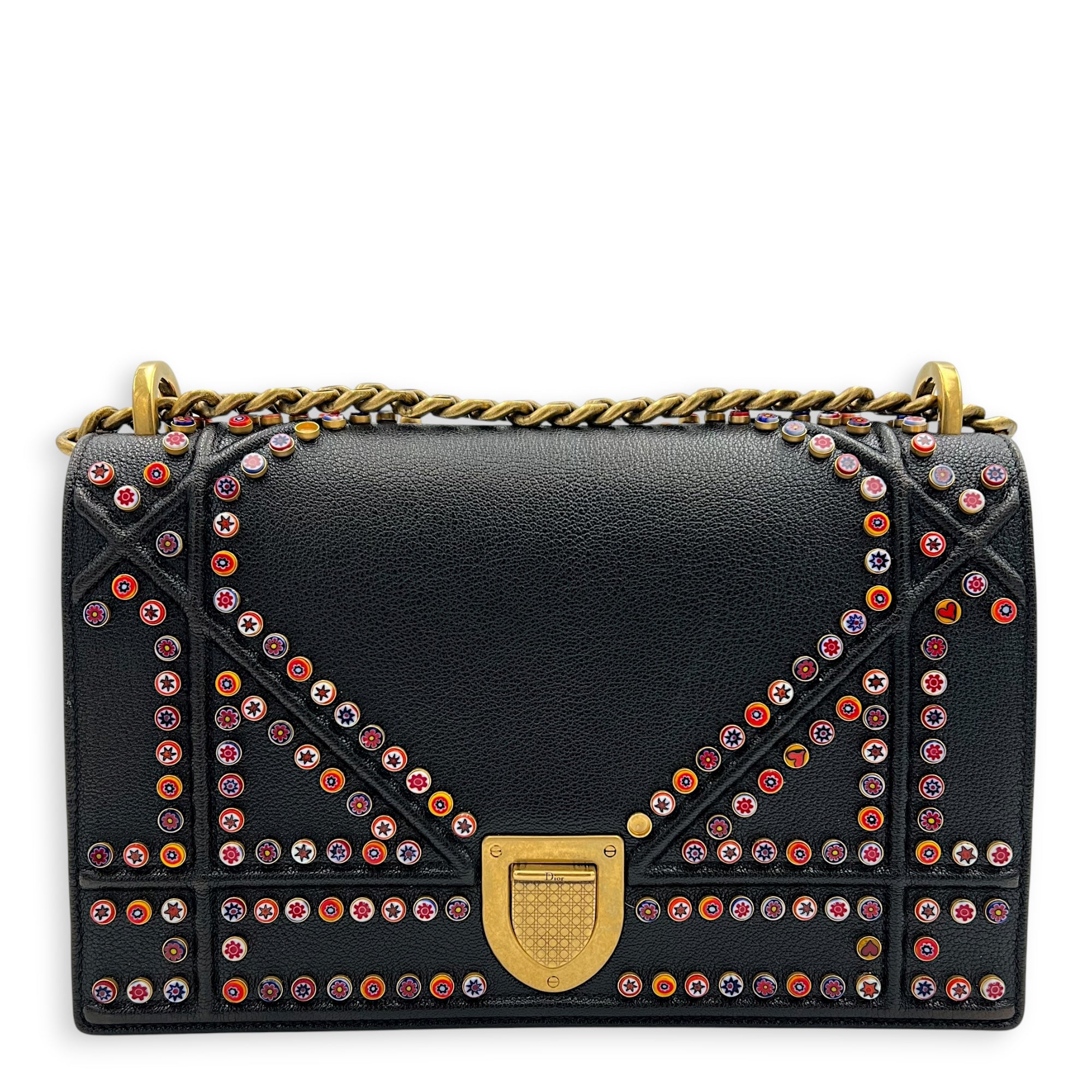 Diorama Shoulder Bag Black in Calfskin, Gold hardware