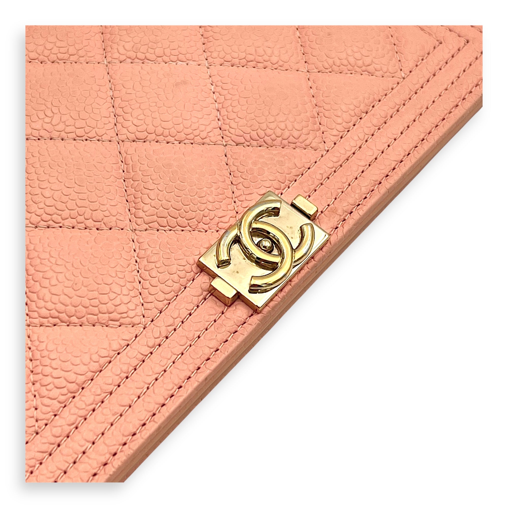 Boy Peach Wallet in Caviar Leather, Gold hardware - Image 15