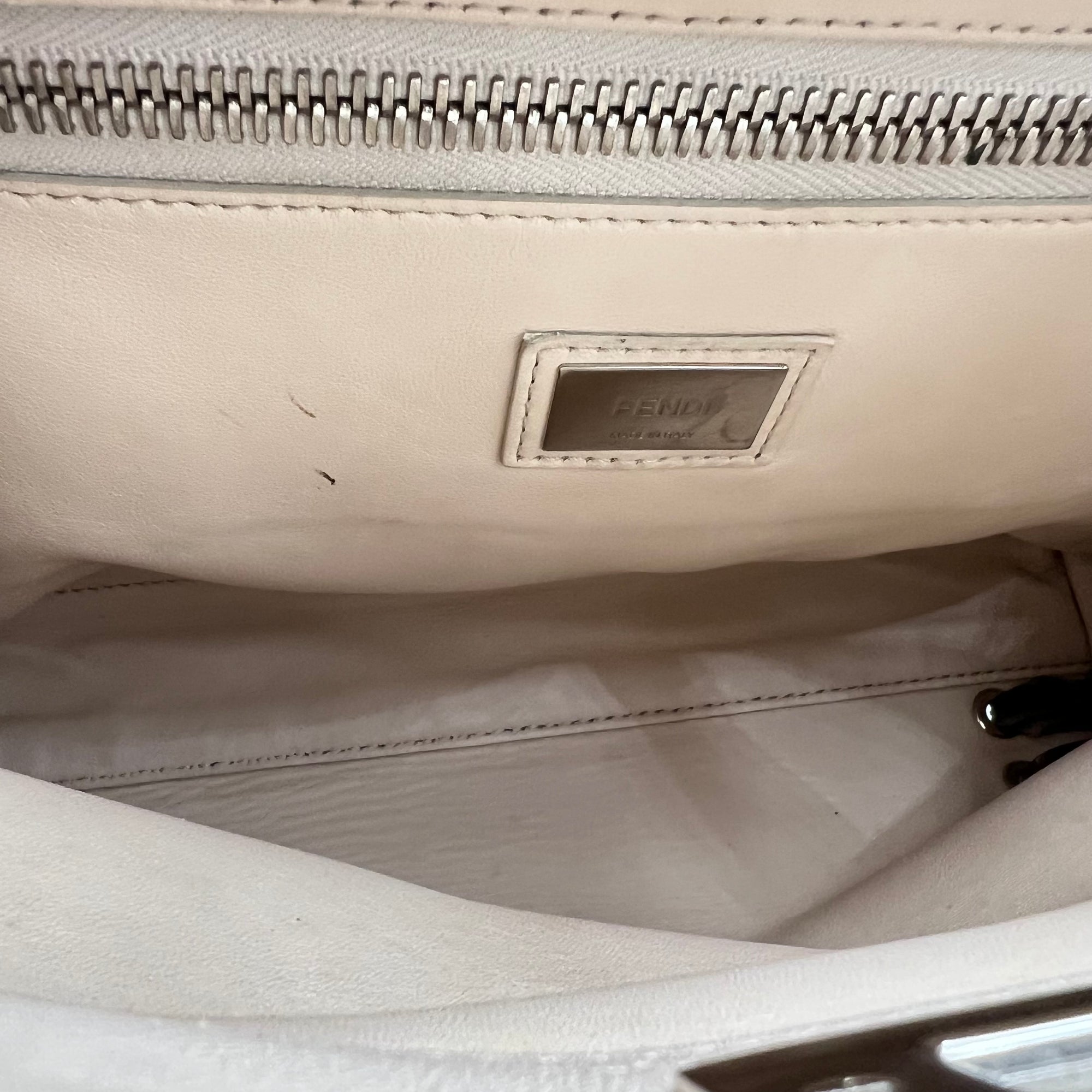 Peekaboo Medium Beige Top Handle Bag in Nappa Leather, Silver hardware - Image 13