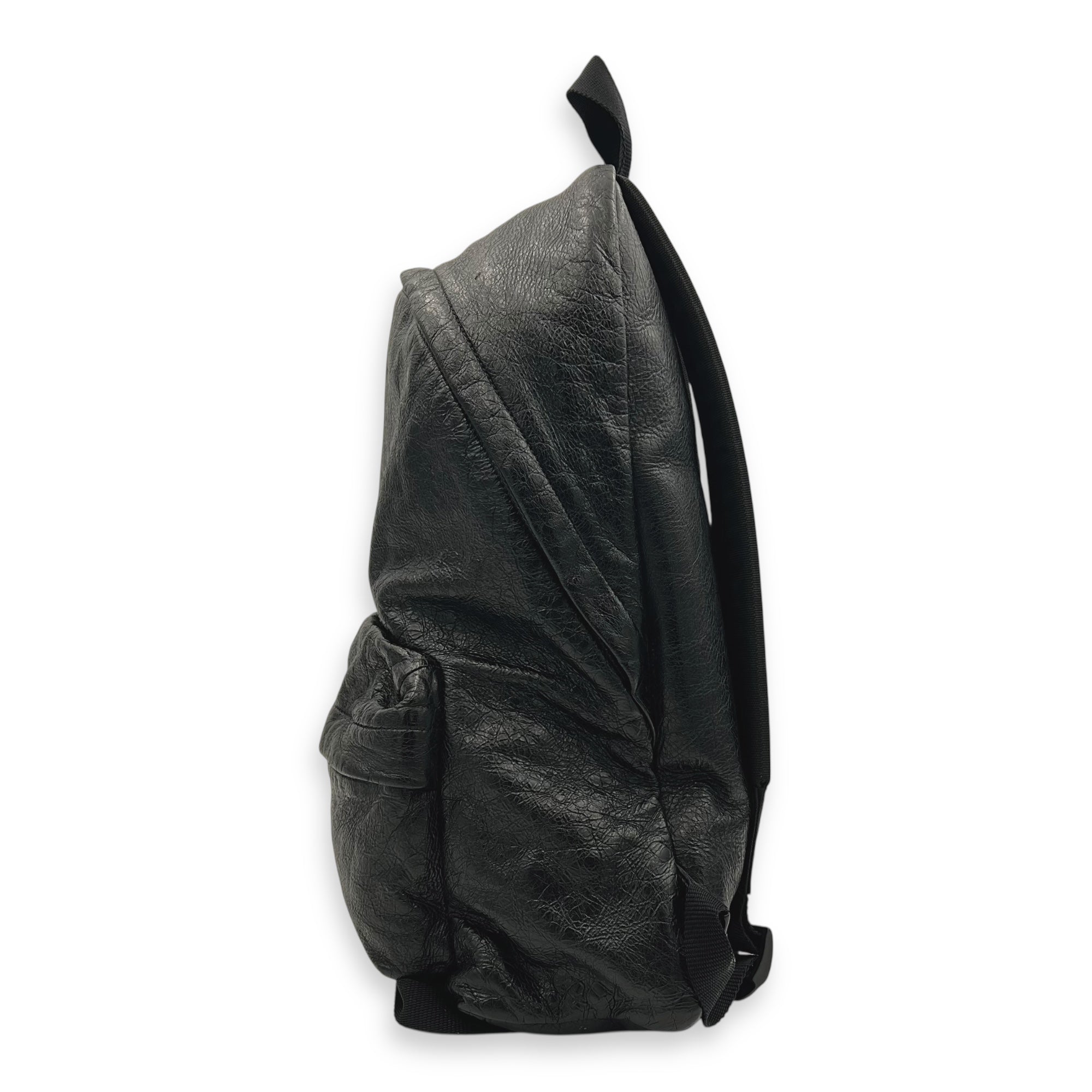 Logo Black Backpack in Distressed Leather, Silver hardware - Image 6