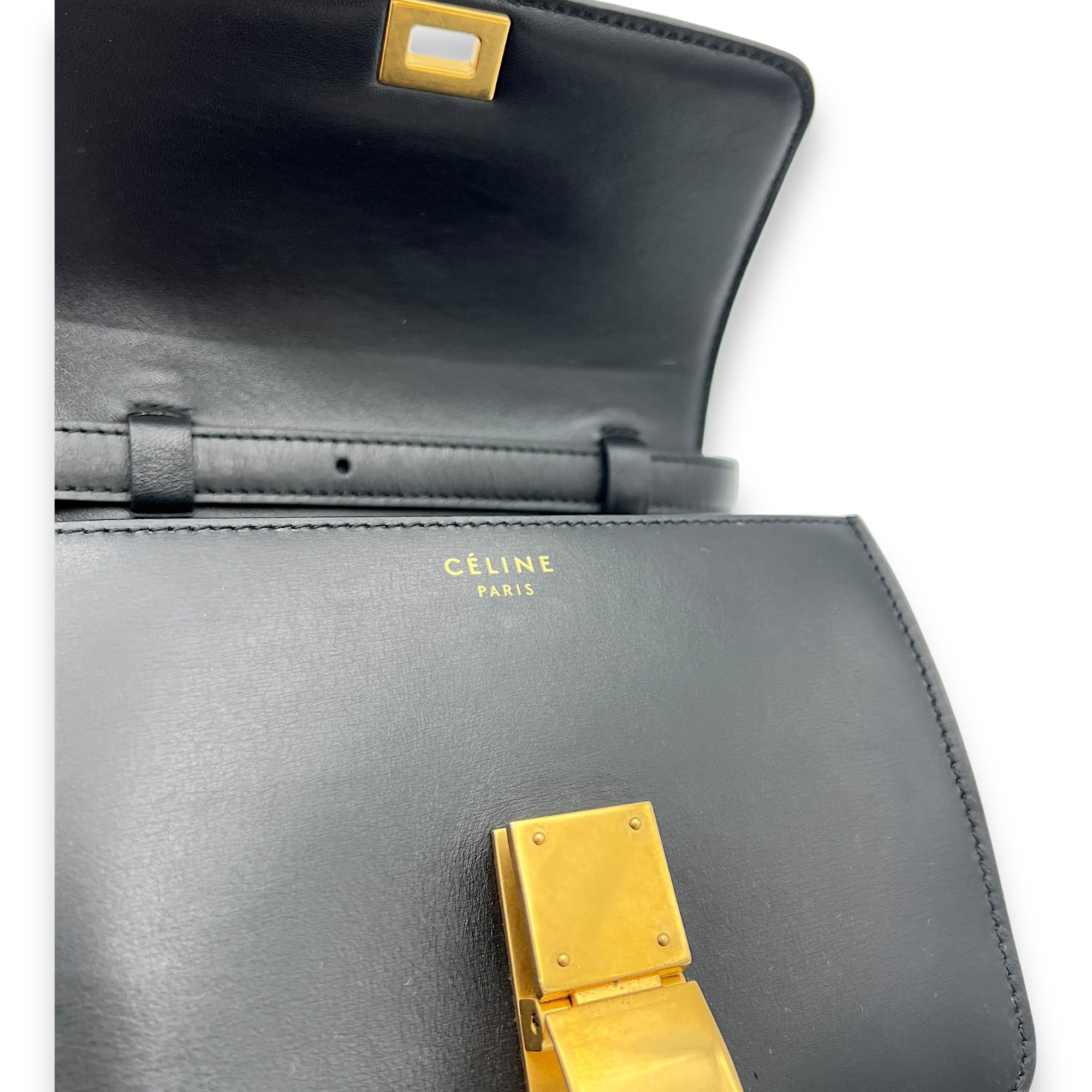 Box Shoulder Bag Mini Black in Calfskin, Gold hardware - Image 10