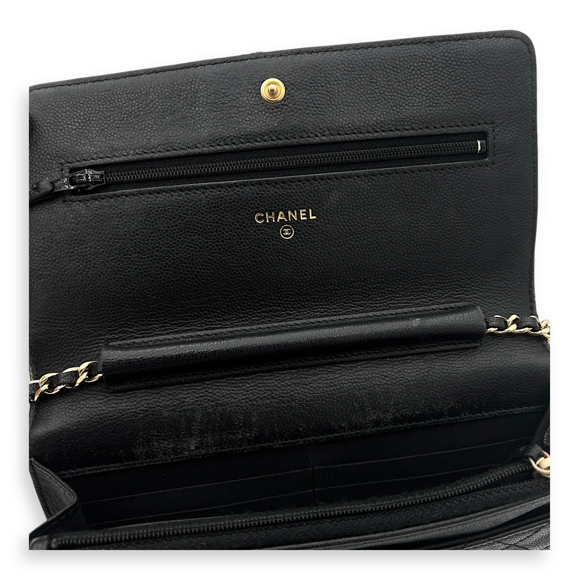 Boy Wallet On Chain Black in Caviar Leather, Gold hardware - Image 9