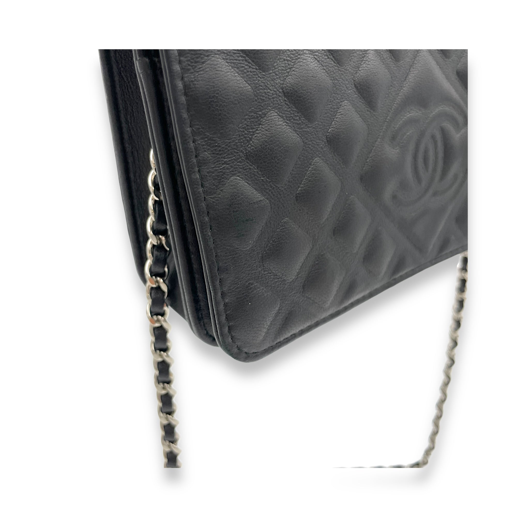 CC Black Wallet On Chain in Lambskin, Silver hardware - Image 11