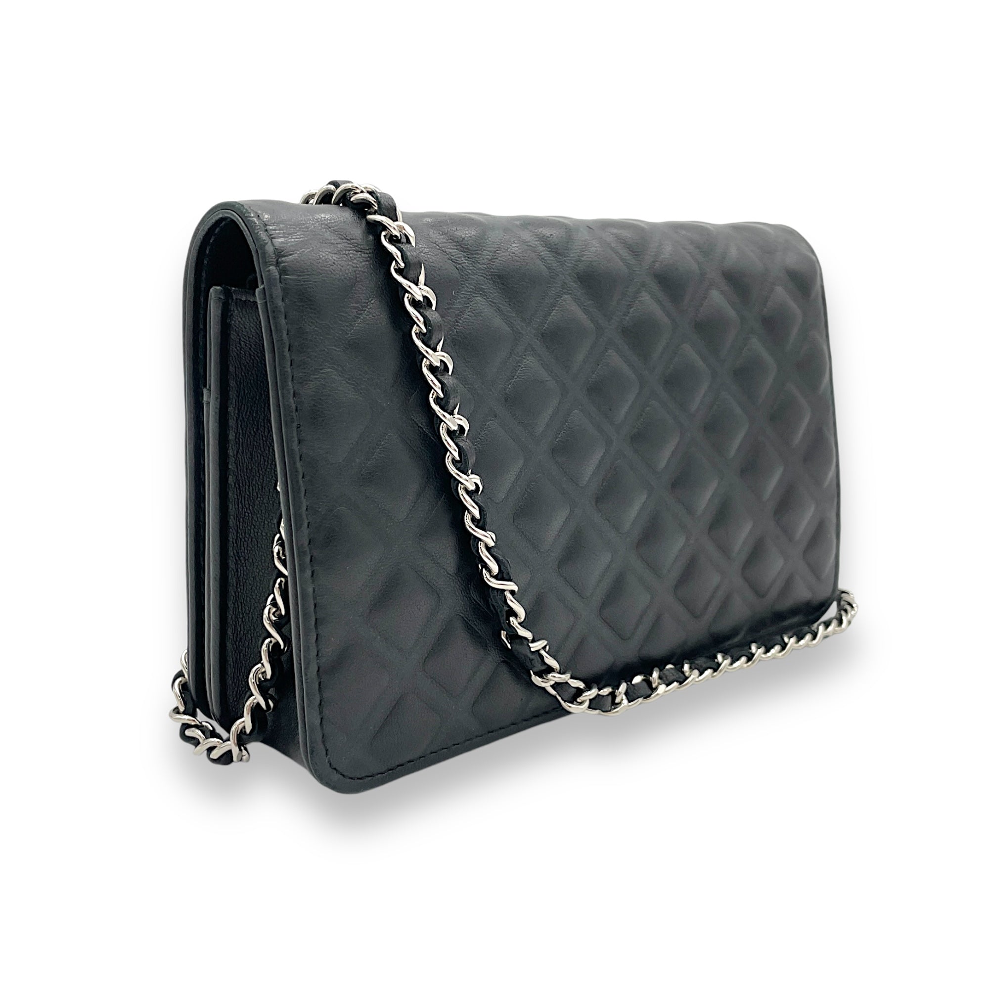CC Black Wallet On Chain in Lambskin, Silver hardware - Image 5