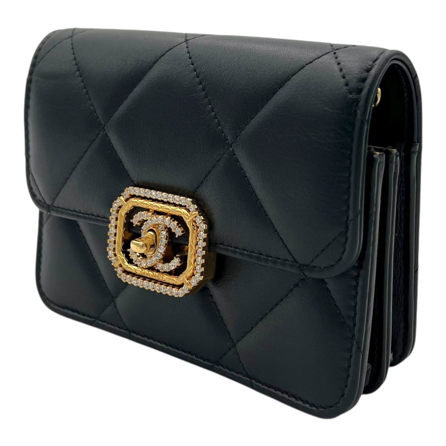 CC Clutch Black in Lambskin, Gold hardware - Image 4