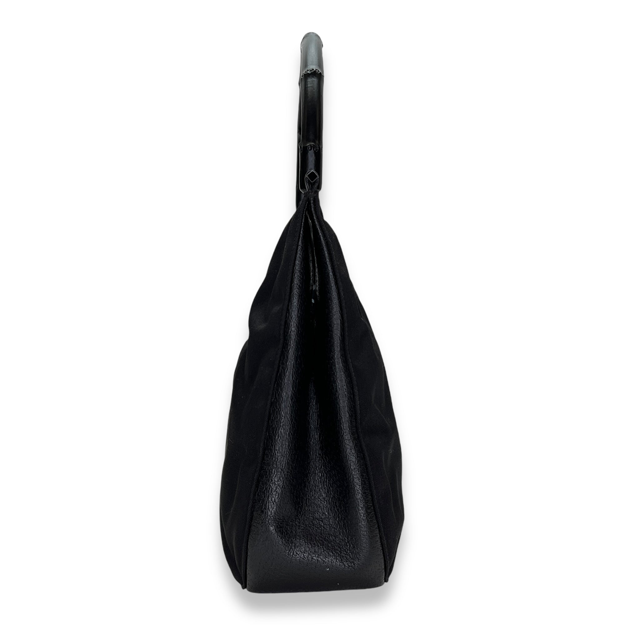 Bamboo Small Black Top Handle Bag in Canvas, Lacquered Metal hardware - Image 5