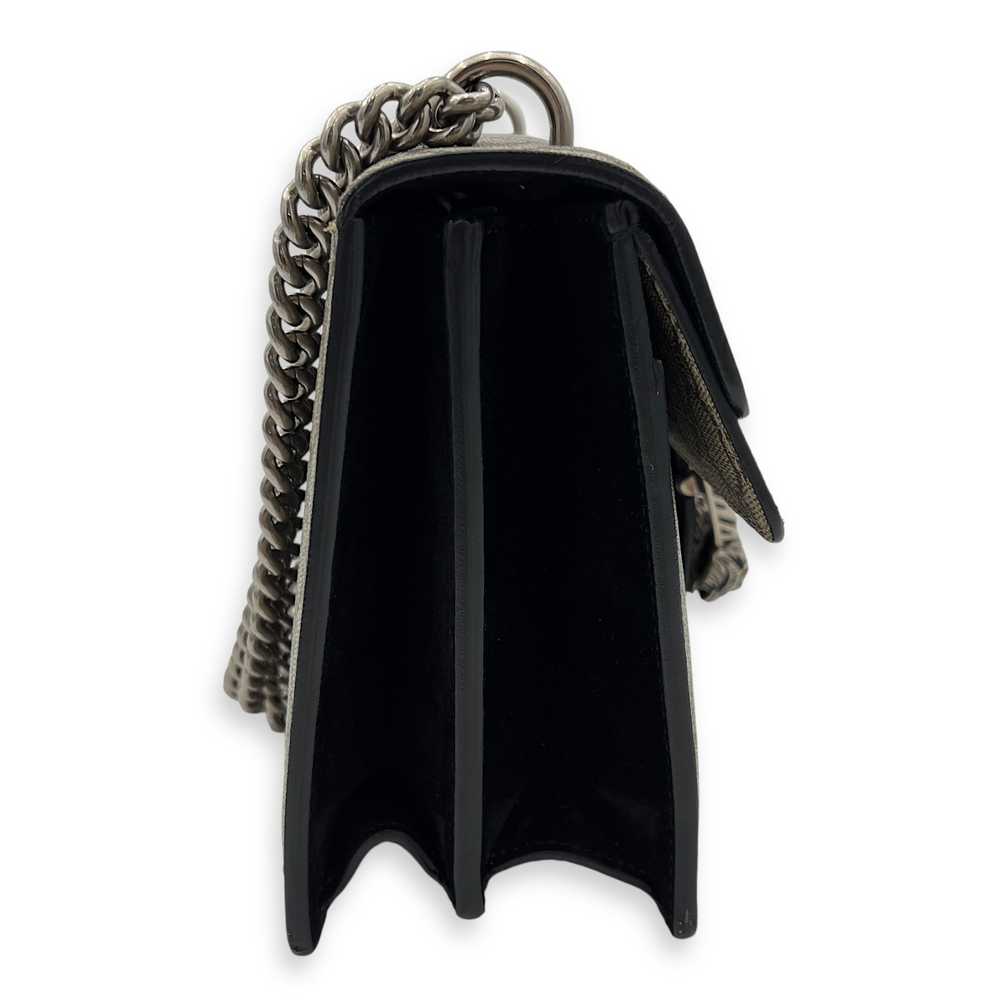 Dionysus Small Black Shoulder Bag in Coated Canvas, Silver hardware - Image 5