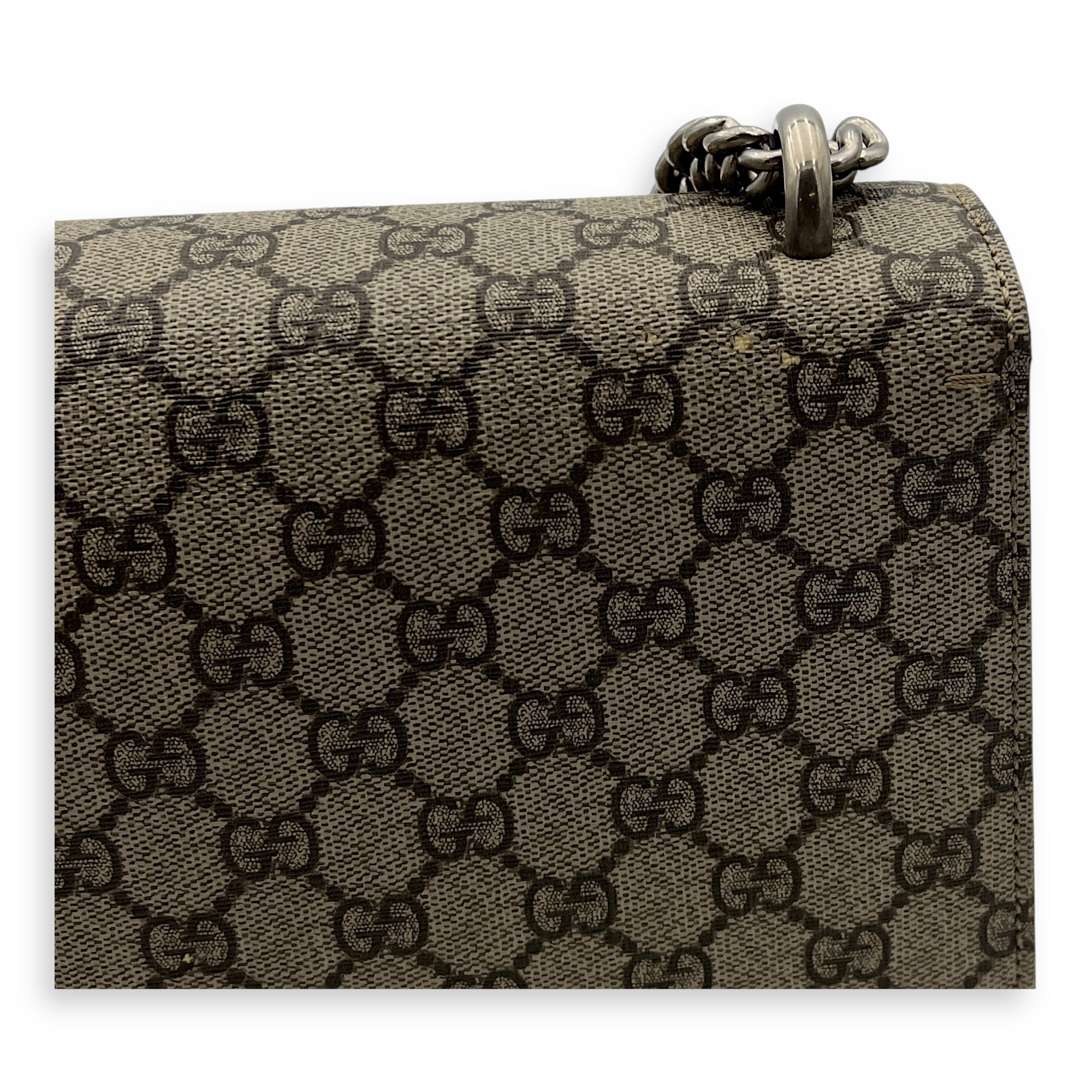 Dionysus Small Black Shoulder Bag in Coated Canvas, Silver hardware - Image 9