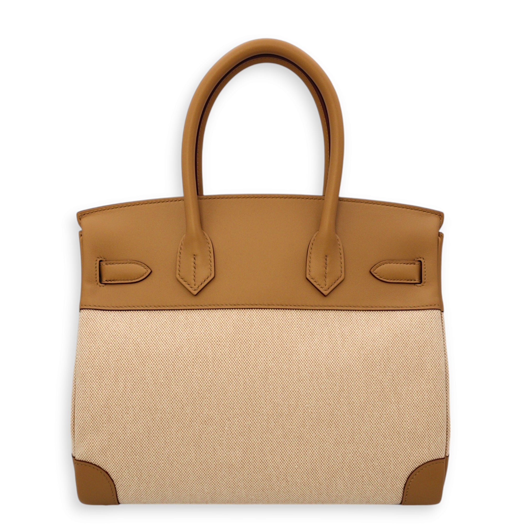 Birkin 30 Ecru-Beige/Biscuit in Toile/Swift, Palladium hardware - Image 3
