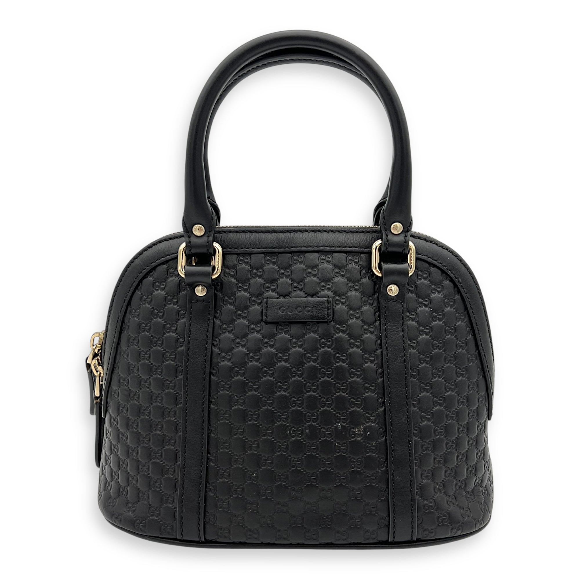 Micro gg Top Handle Bag Small Black in Calfskin, Gold hardware