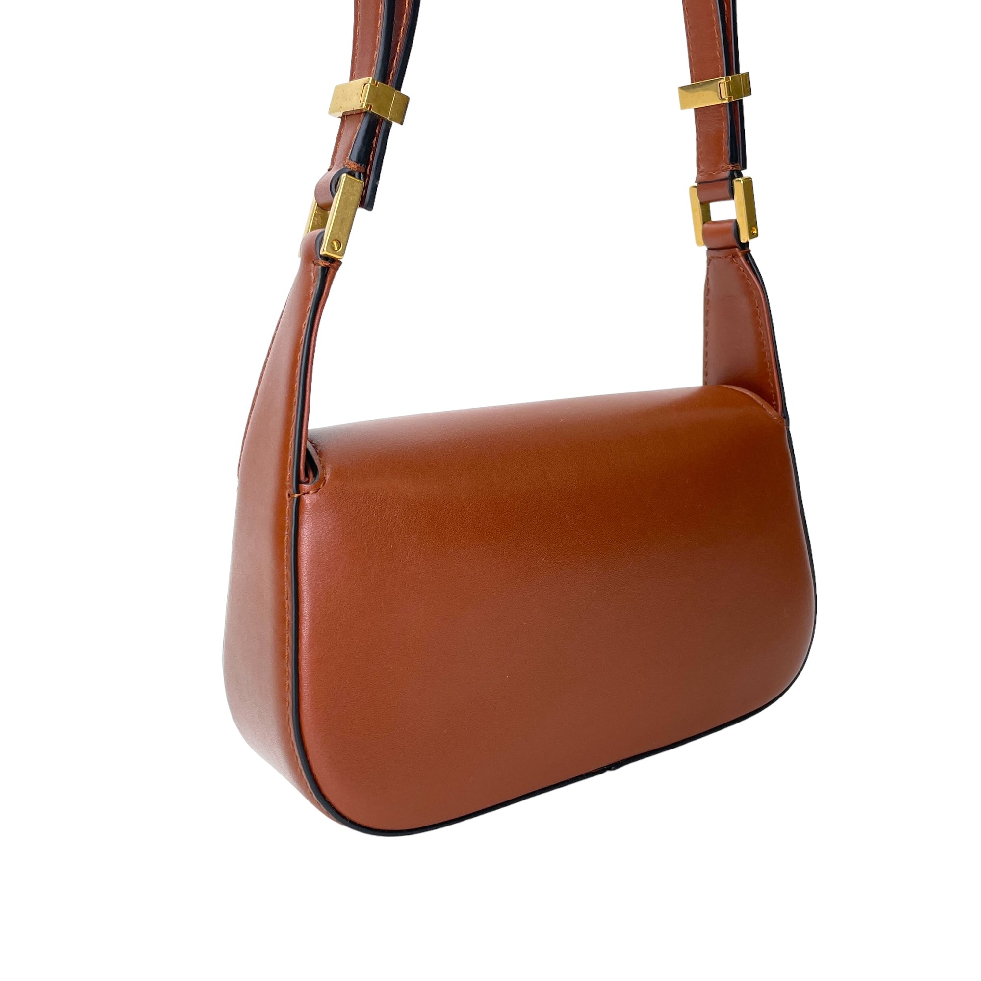 VLogo Chain Small Brown Shoulder Bag in Calfskin, Gold hardware - Image 5