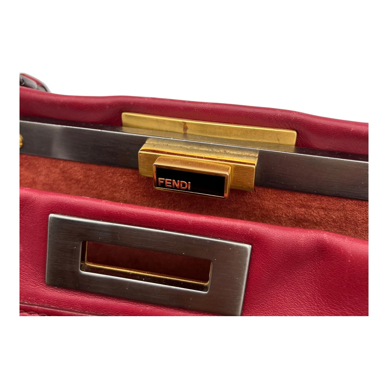 Peekaboo Top Handle Bag Red in Calfskin, Mixed hardware - Image 10