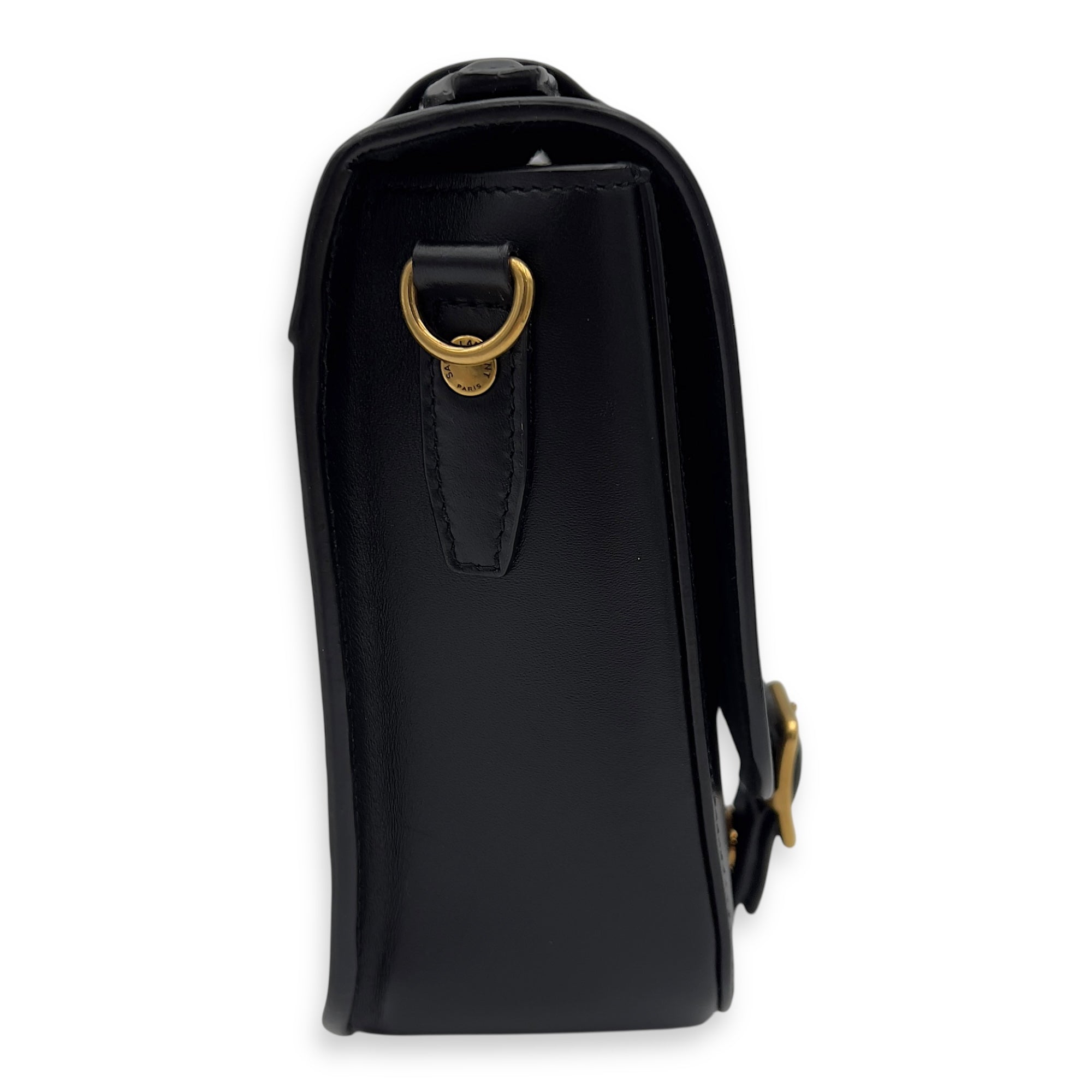 Satchel Crossbody Bag Black in Calfskin, Gold hardware - Image 7