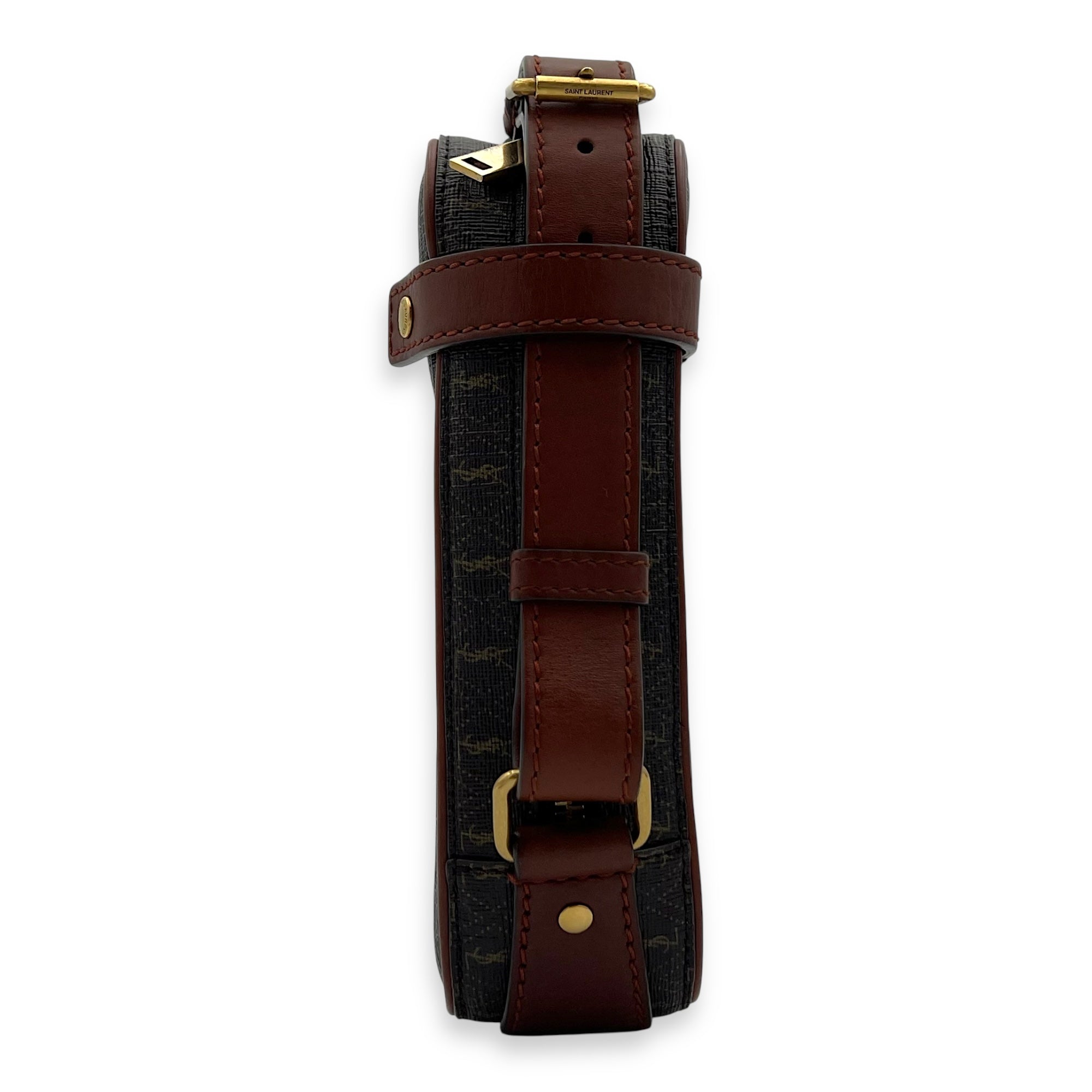 Le Monogramme Brown Crossbody Bag in Coated Canvas, Gold hardware - Image 4