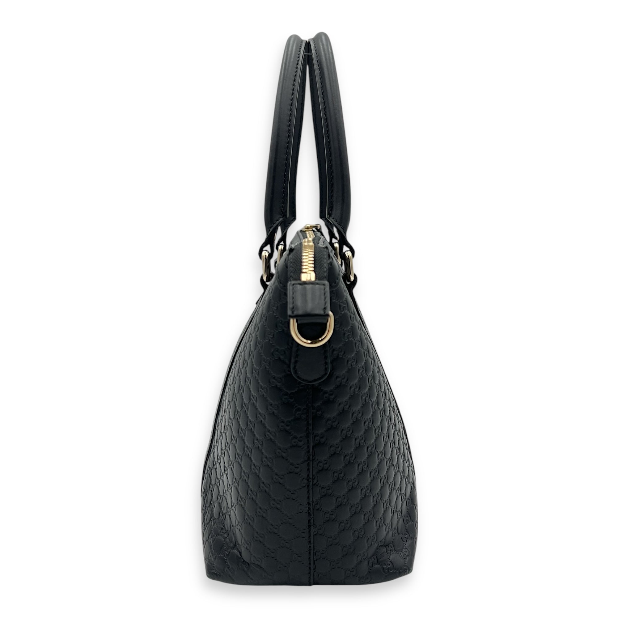GG Tote Bag Black in Guccissima Leather, Gold hardware - Image 4