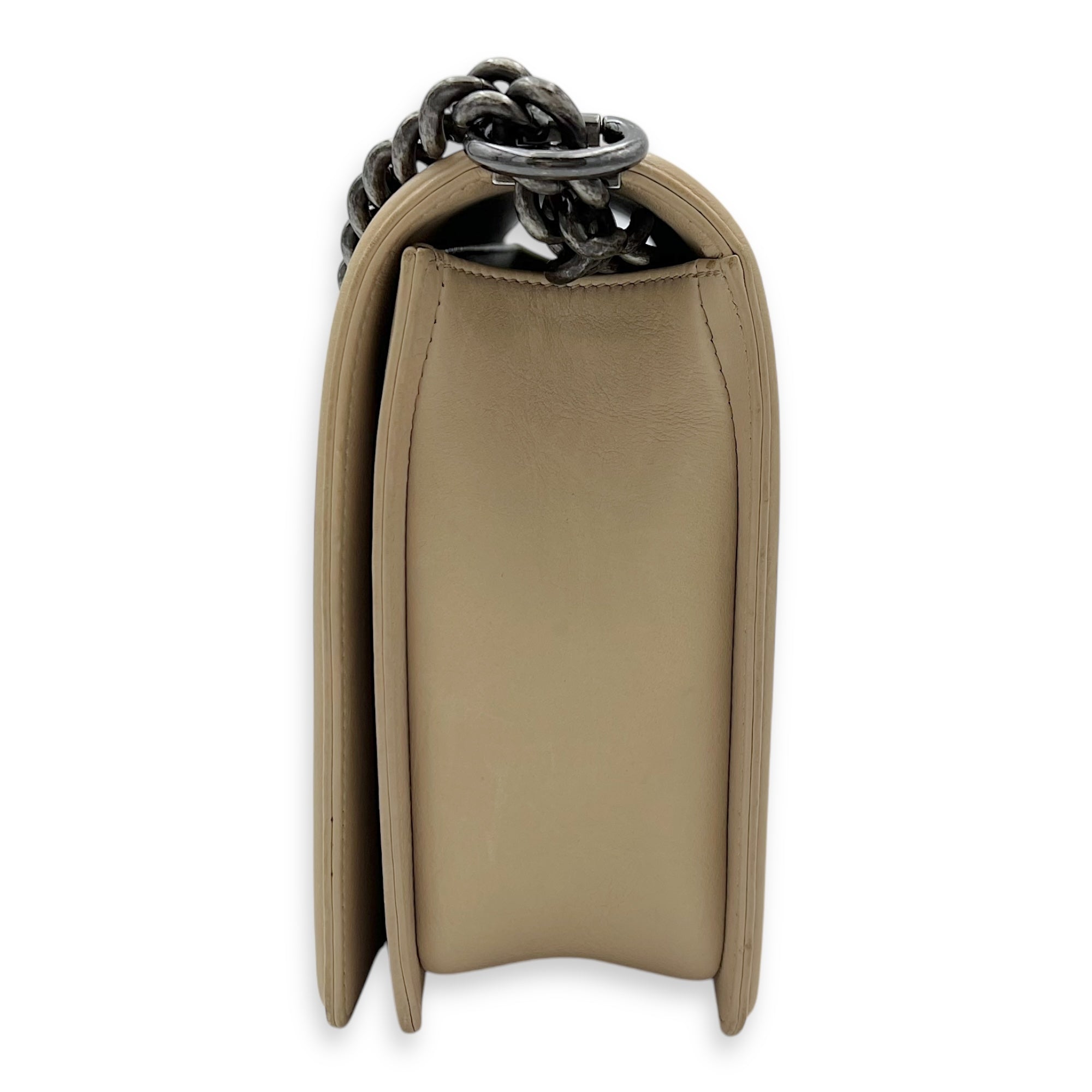 Boy Medium Beige Shoulder Bag in Calfskin, Gunmetal hardware - Image 5