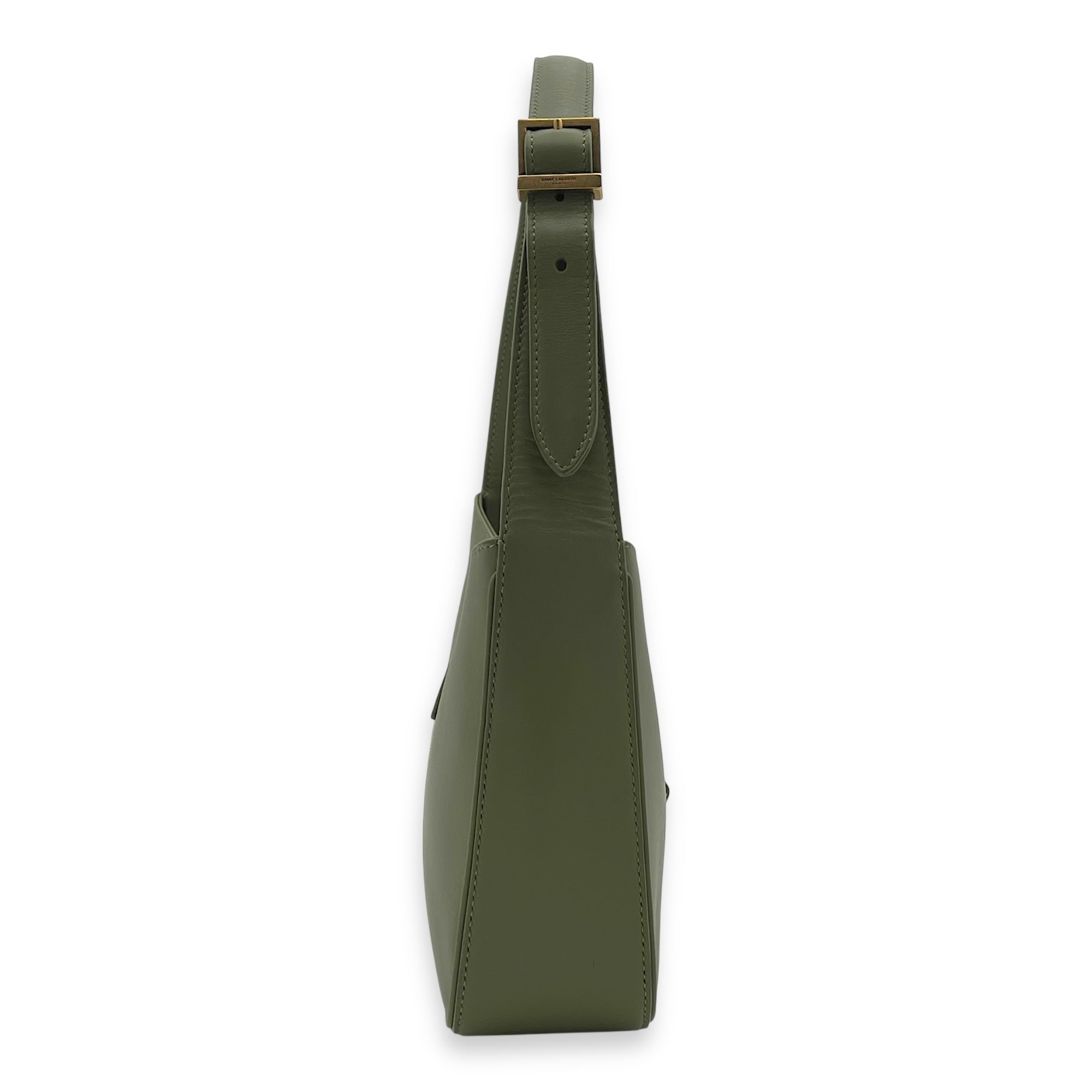 Le 5 A 7 Shoulder Bag Green in Calfskin, Gold hardware - Image 5