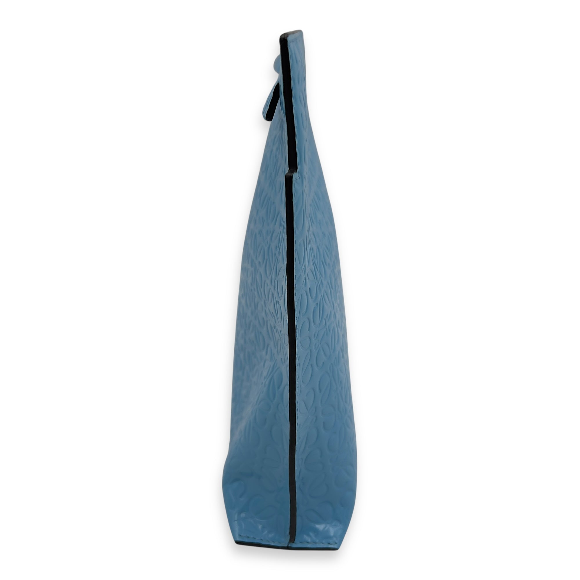 Anagram T Blue Pouch in Patent Embossed Calfskin, Silver hardware - Image 5