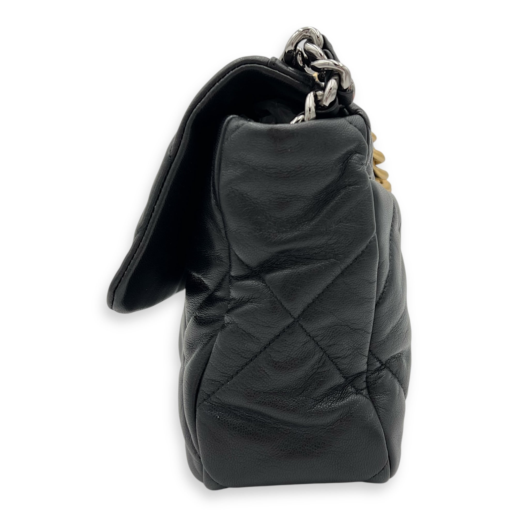 C19 Large Black Shoulder Bag in Lambskin, Mixed hardware - Image 5