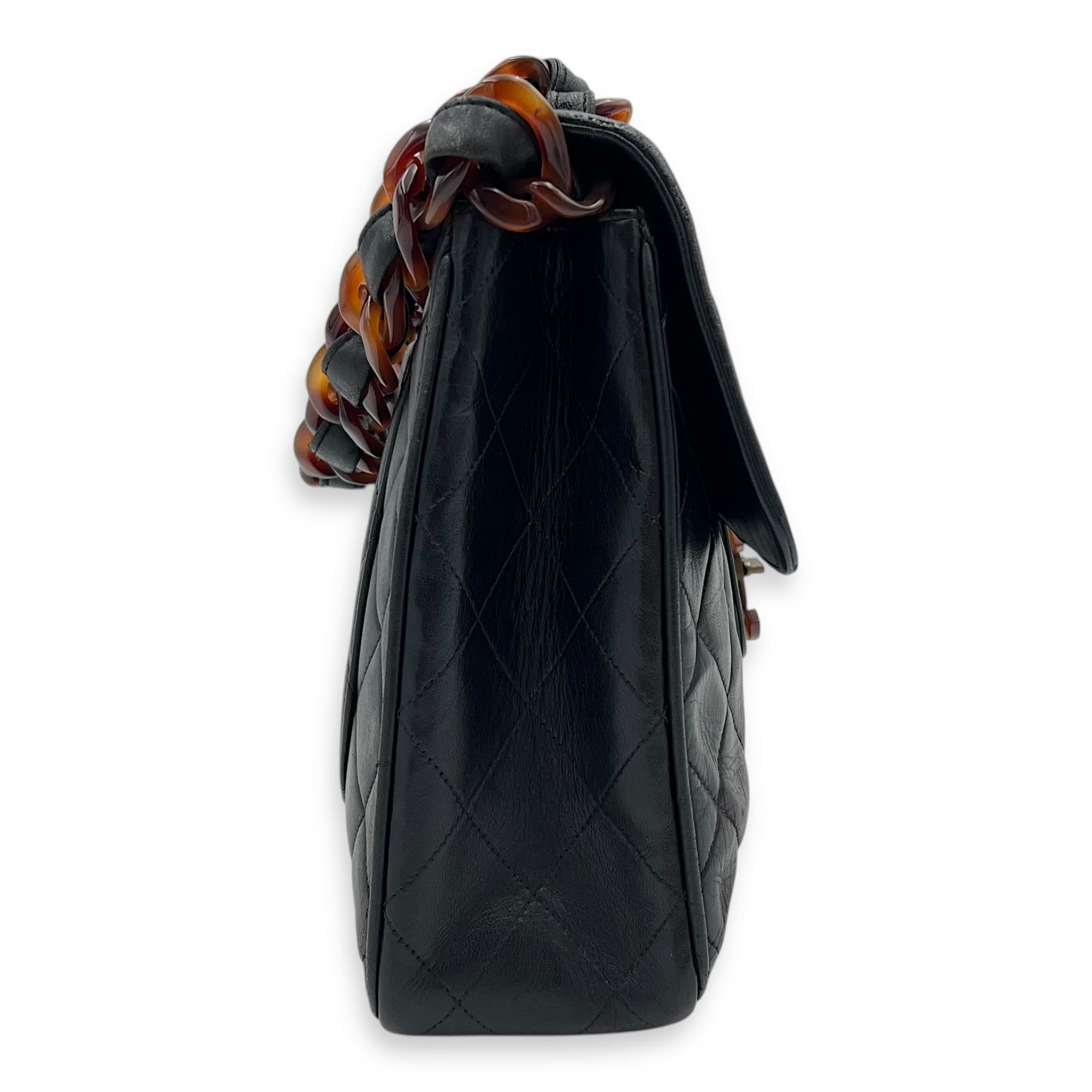 CC Quilted Tortoise Shell Shoulder Bag Black in Lambskin, tortoise shell hardware - Image 5