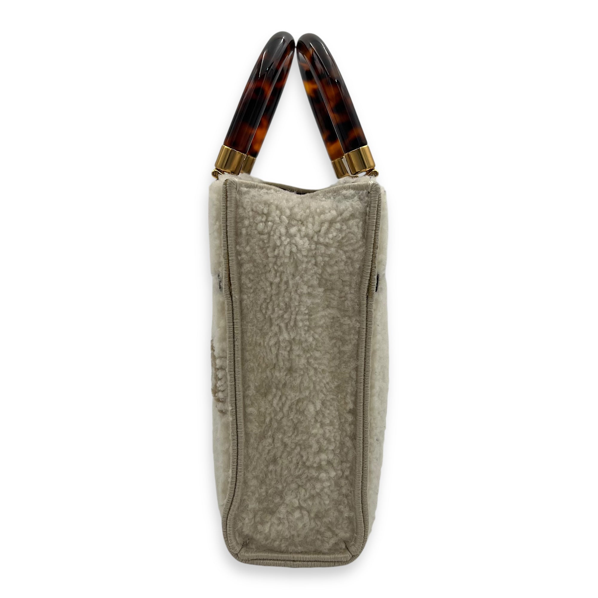 Sunshine Shoulder Bag White in Faux Fur, Gold hardware - Image 5