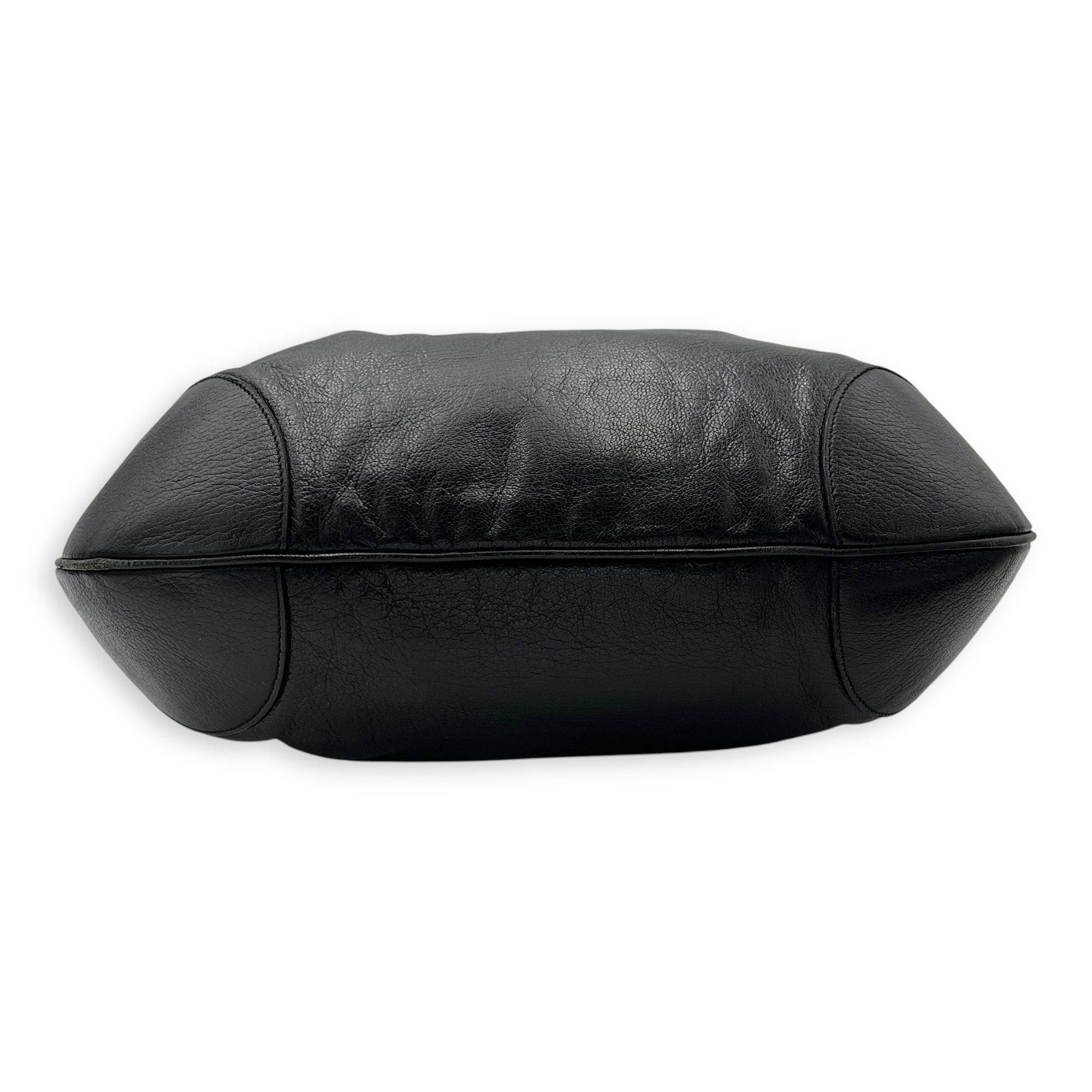 Gancini Black Tote Bag in Calfskin, Silver hardware - Image 6