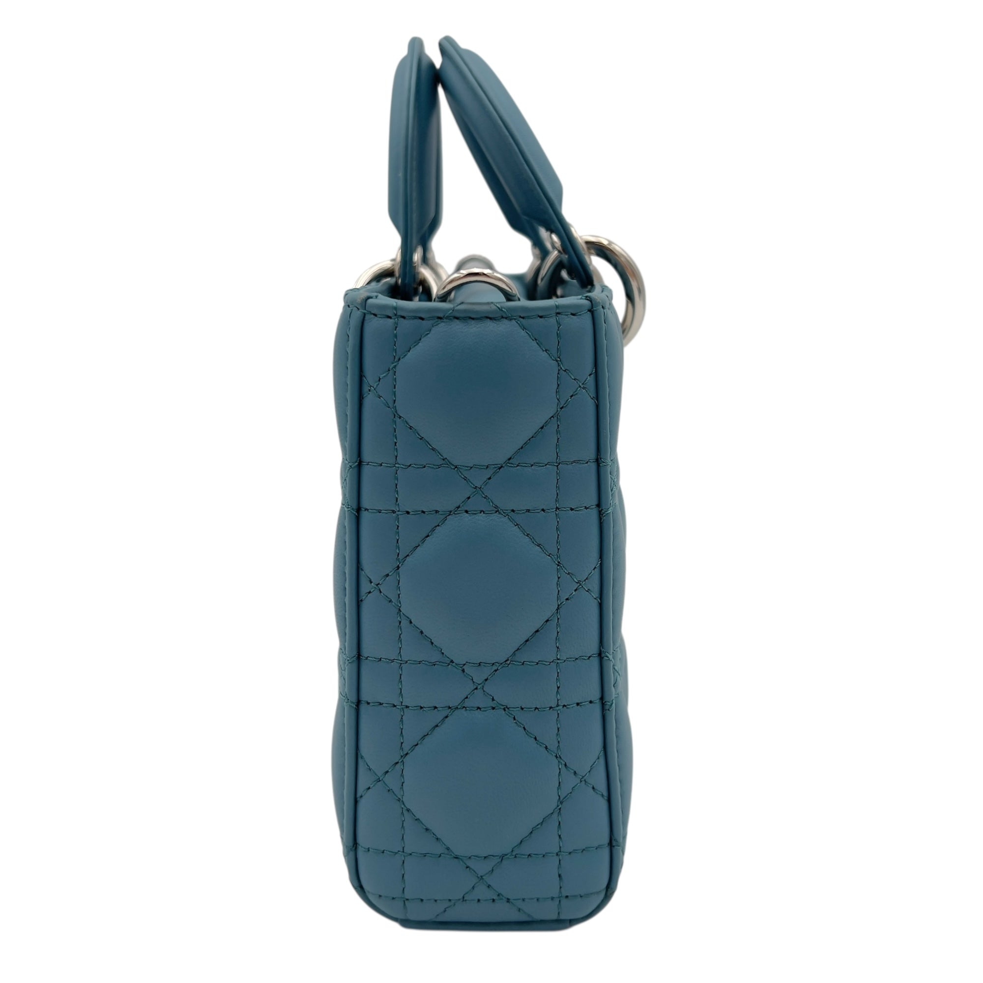 Lady D-Joy Top Handle Bag Medium Green in Lambskin, Gold hardware - Image 4