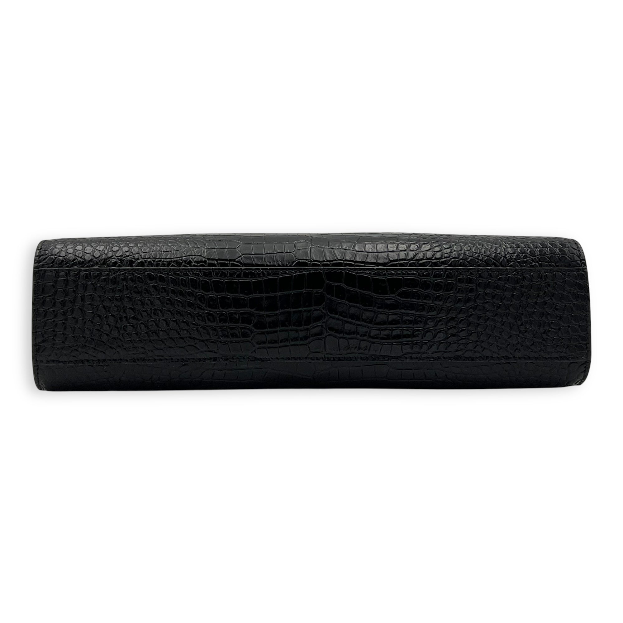 Manhattan Shoulder Bag Black in Crocodile Embossed Calfskin, Gold hardware - Image 6