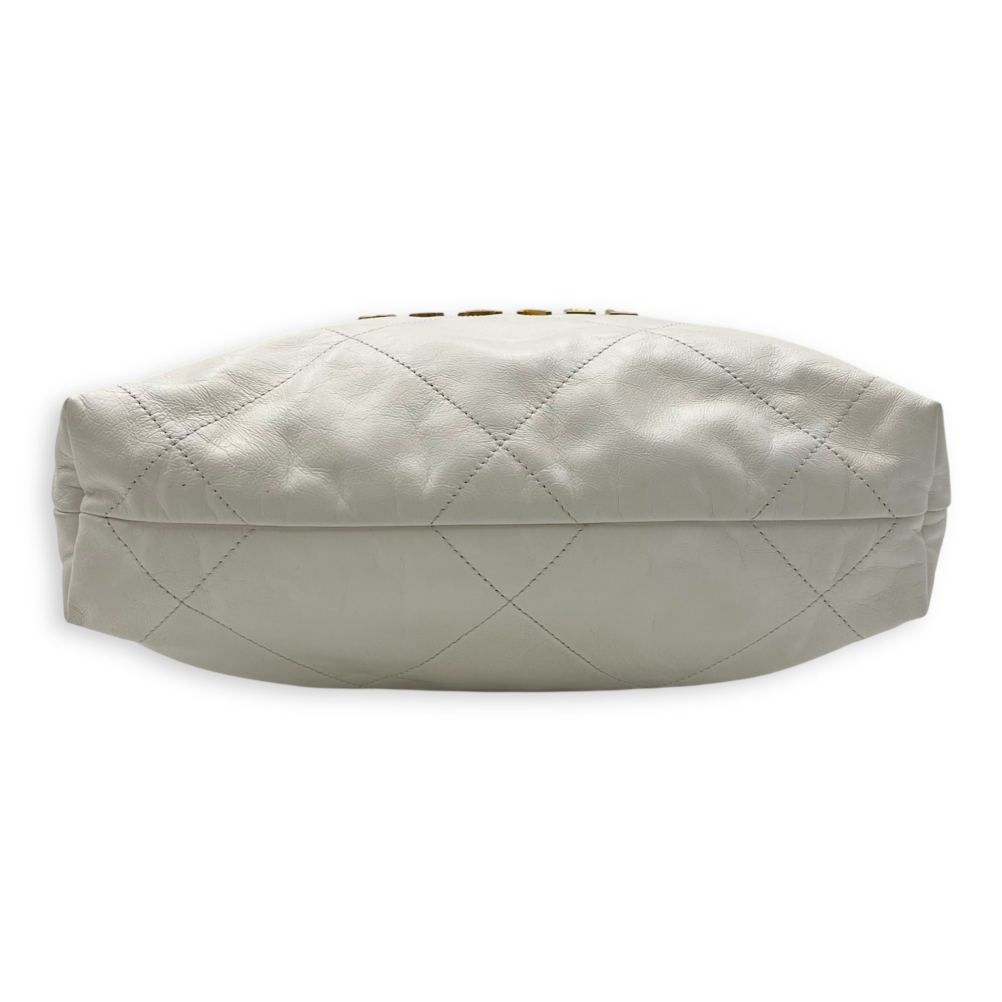 C22 Backpack White in Calfskin, Gold hardware - Image 6