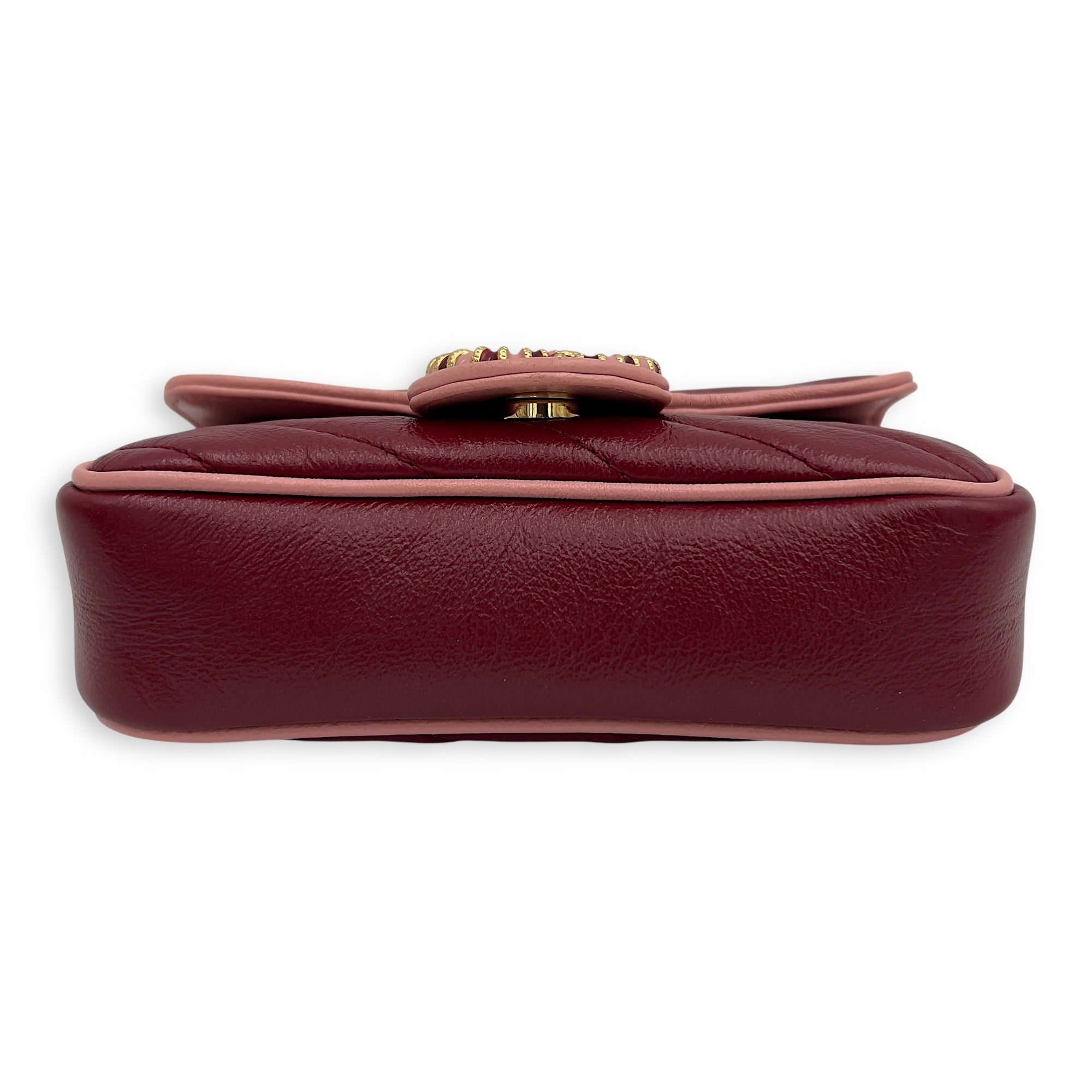 GG Marmont Crossbody Bag Super Mini Red in Calfskin, Gold hardware - Image 4