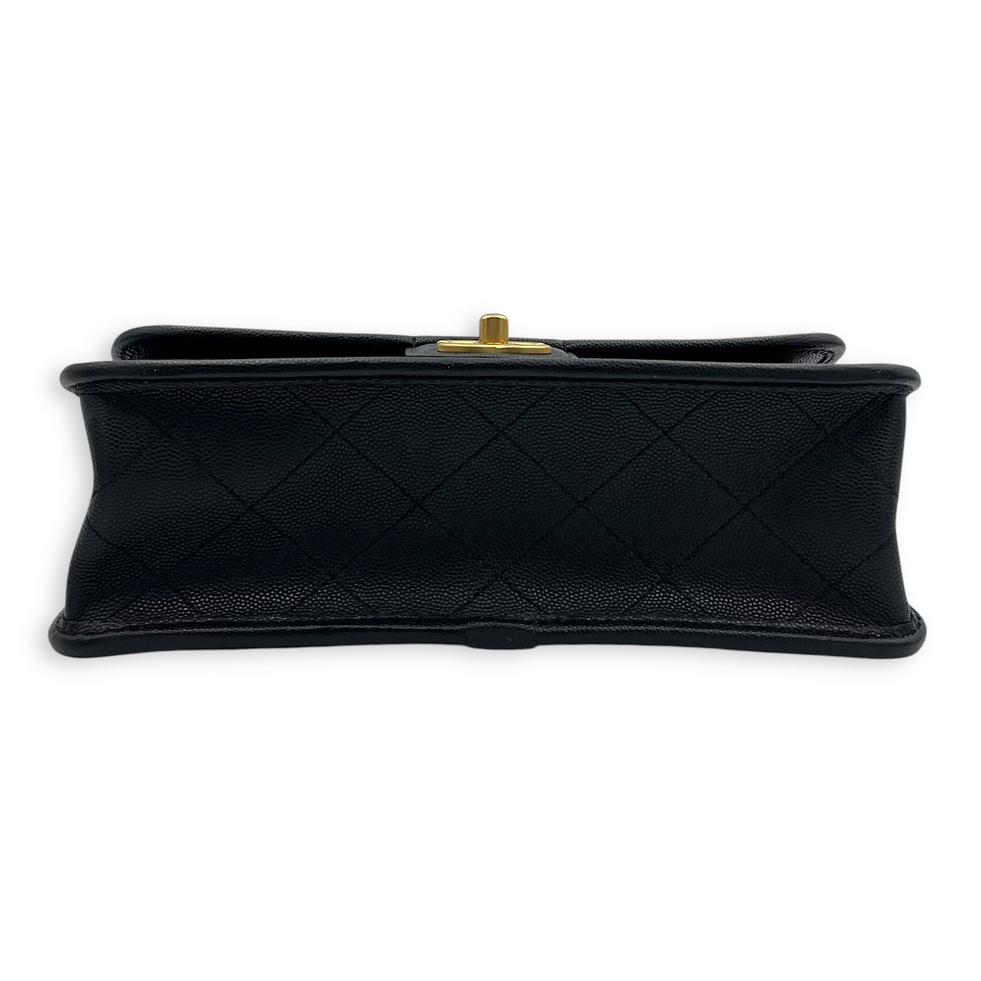 CC Quilted Top Handle Bag Black in Calfskin, Gold hardware - Image 6