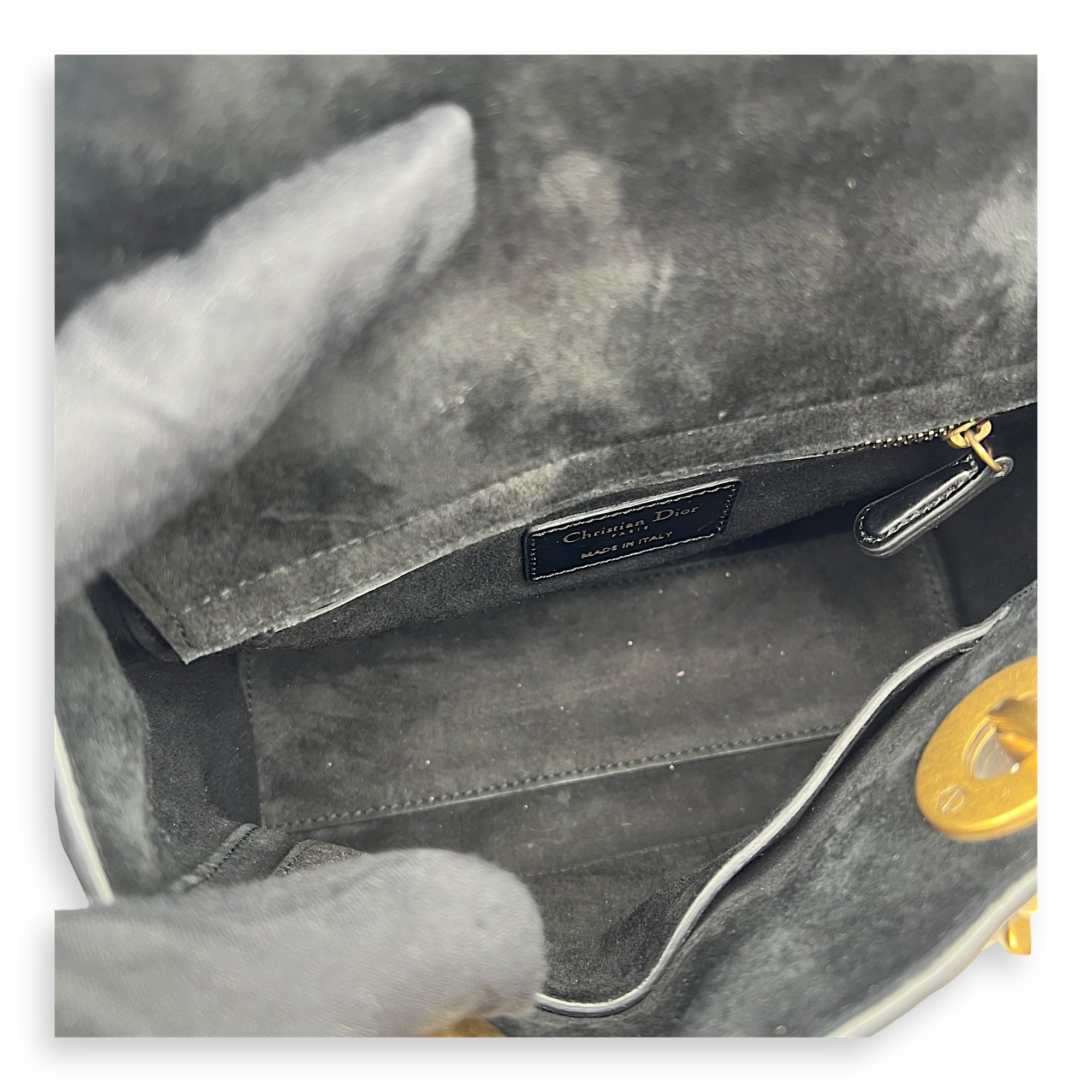 Lady Dior Top Handle Bag Small Black in Calfskin, Gold hardware - Image 7