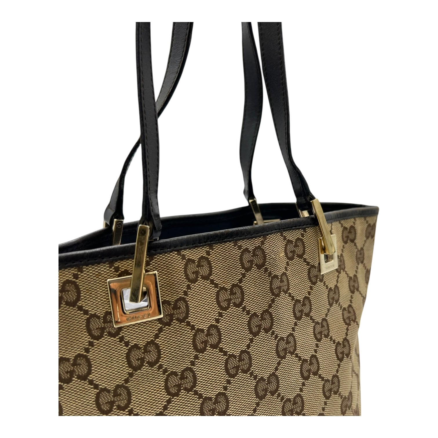 GG Brown Tote Bag in Canvas, Gold hardware - Image 7