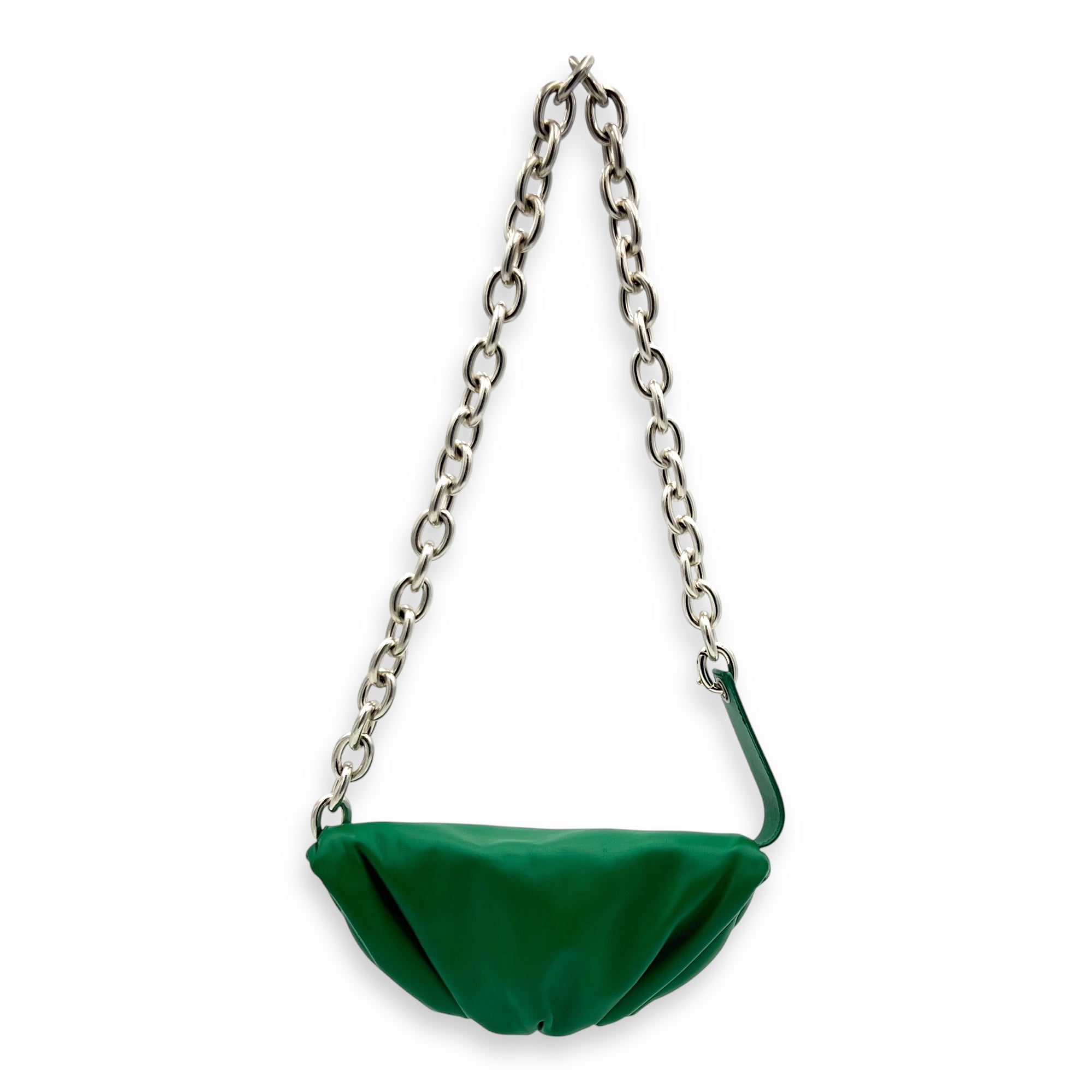 Pouch Crossbody Bag Green in Calfskin, Gold hardware - Image 8