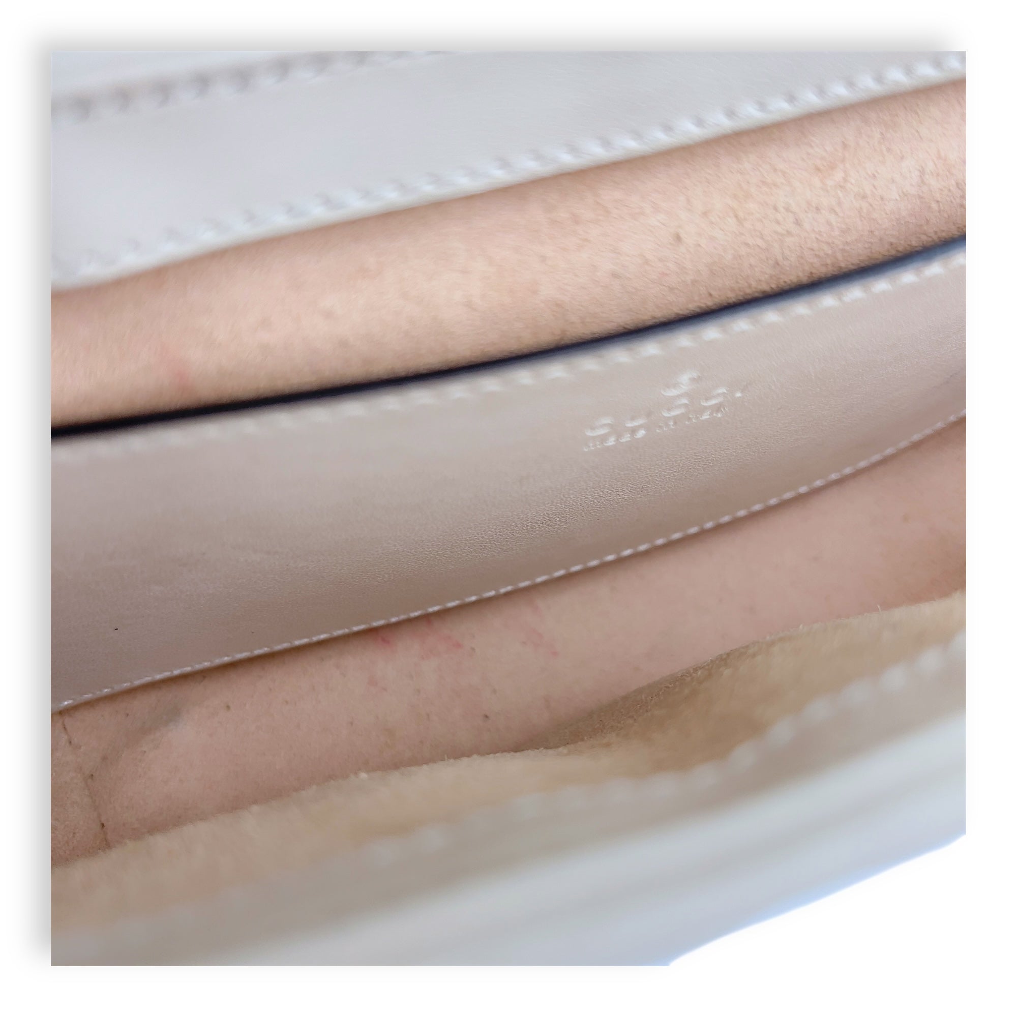 GG Marmont Mini White Shoulder Bag in Calfskin, Silver hardware - Image 8