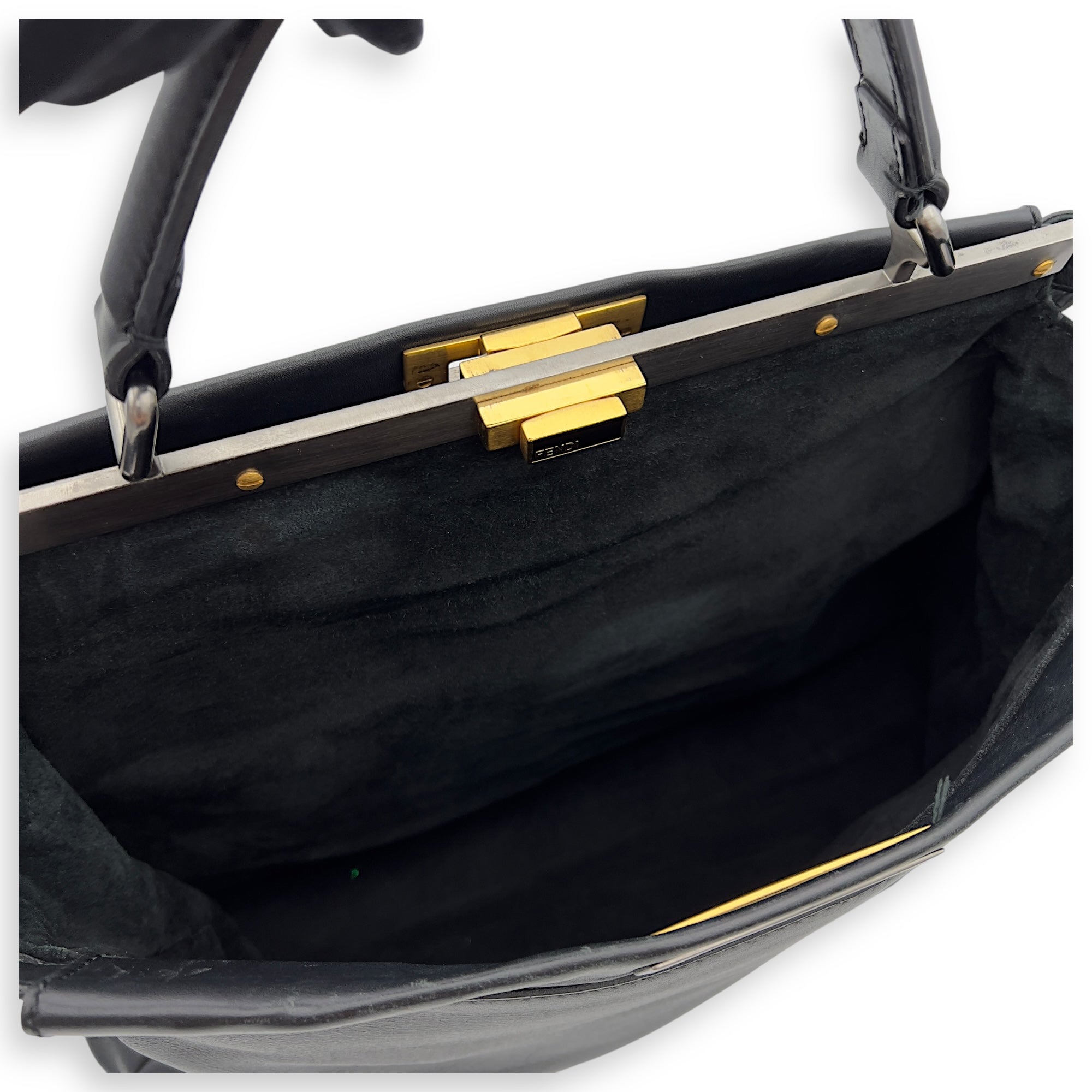 Peekaboo Top Handle Bag Black in Calfskin, Silver hardware - Image 12