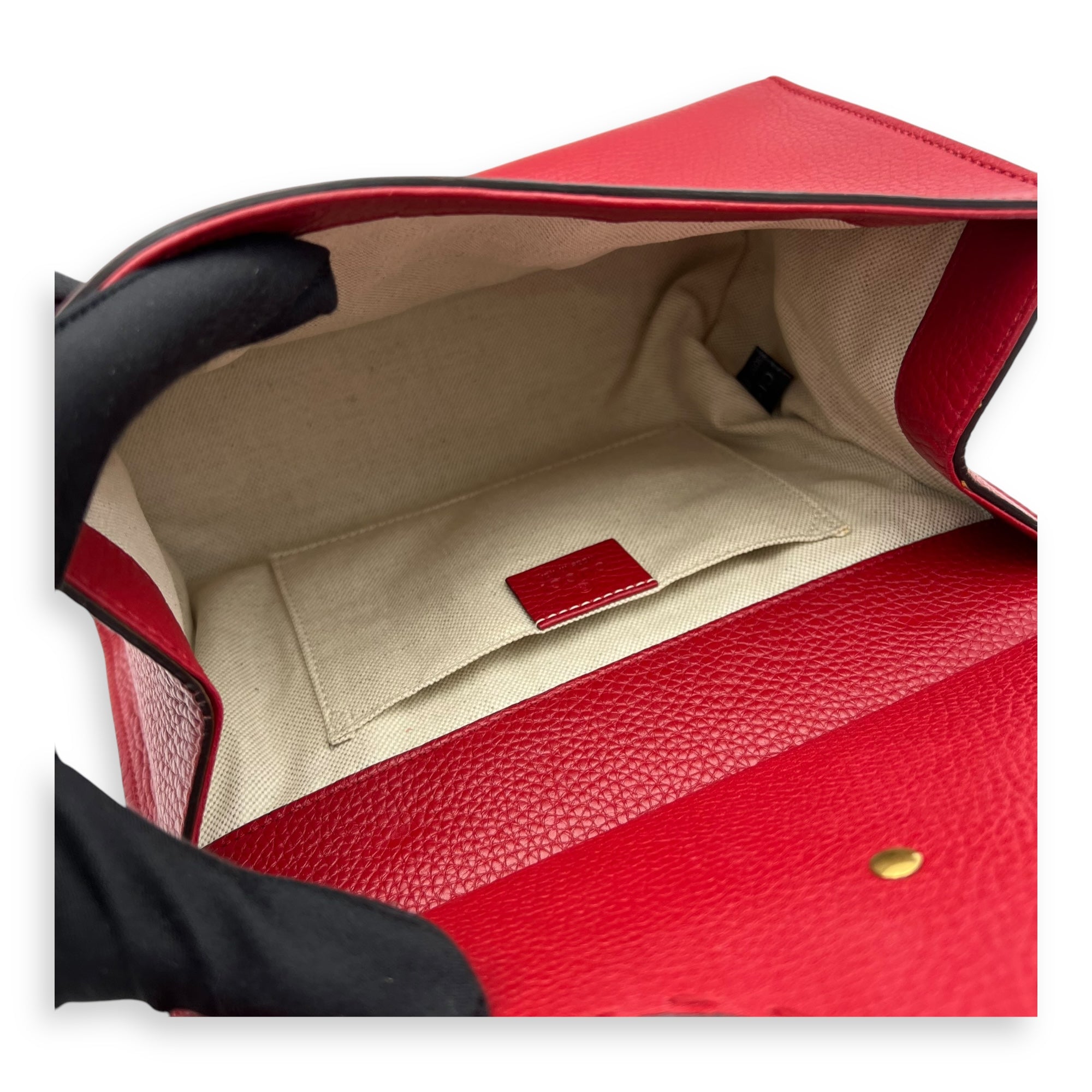 GG Marmont Top Handle Bag Red in Calfskin, Gold hardware - Image 10