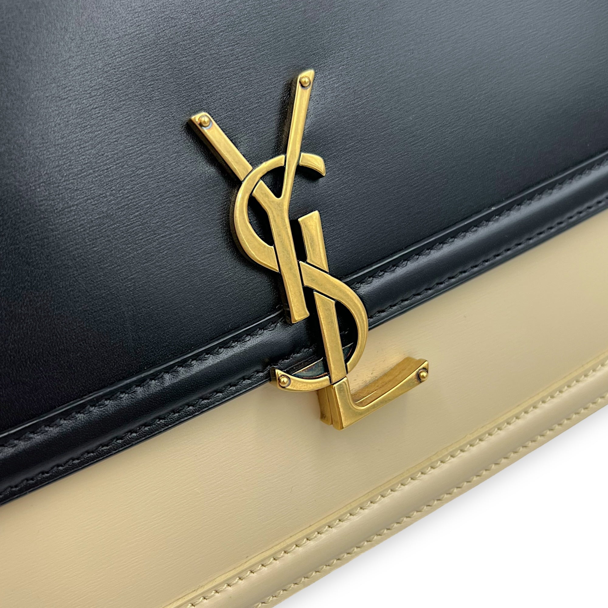 Solferino Shoulder Bag Black & White in Calfskin, Gold hardware - Image 10