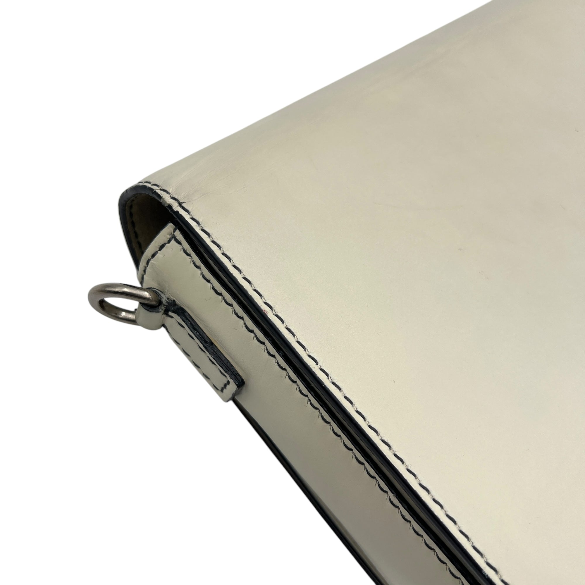 J'adior White Crossbody Bag in Calfskin, Silver hardware - Image 14