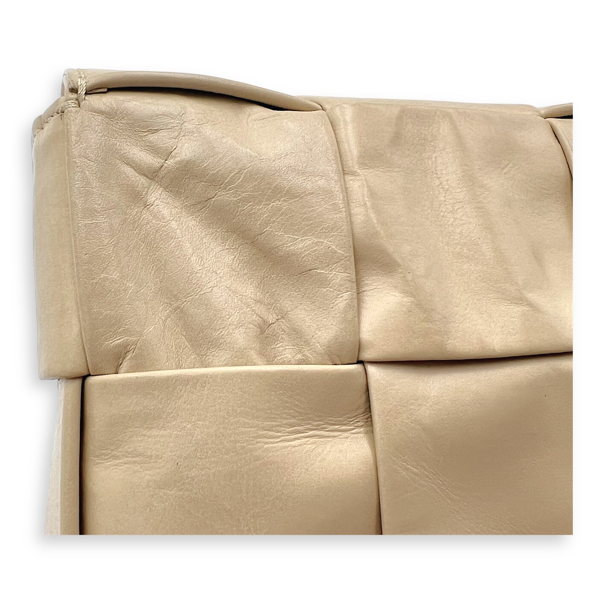 Cassette Crossbody Bag Beige in Calfskin, Silver hardware - Image 11