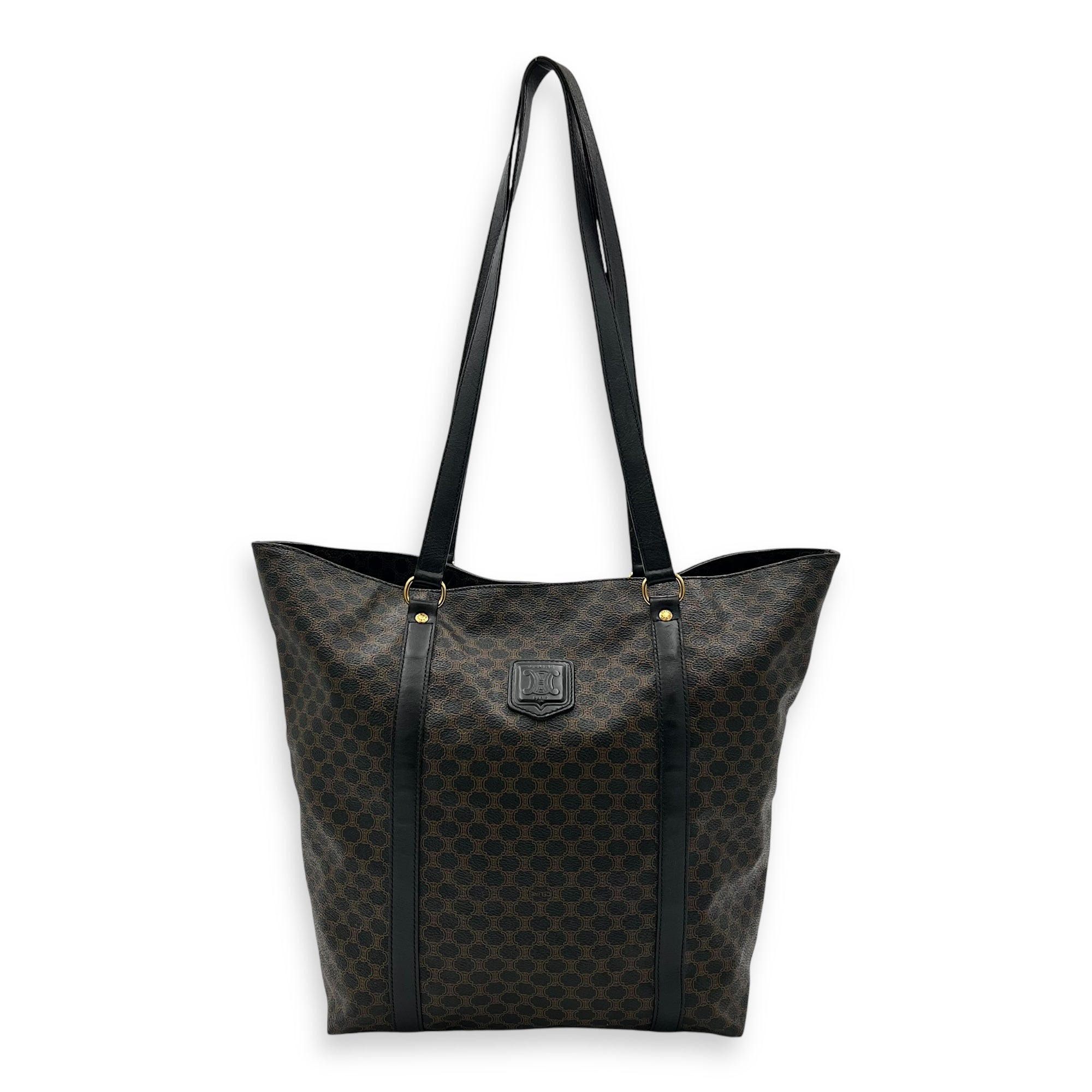 Macadam Tote Bag Black in Coated Canvas, Gold hardware